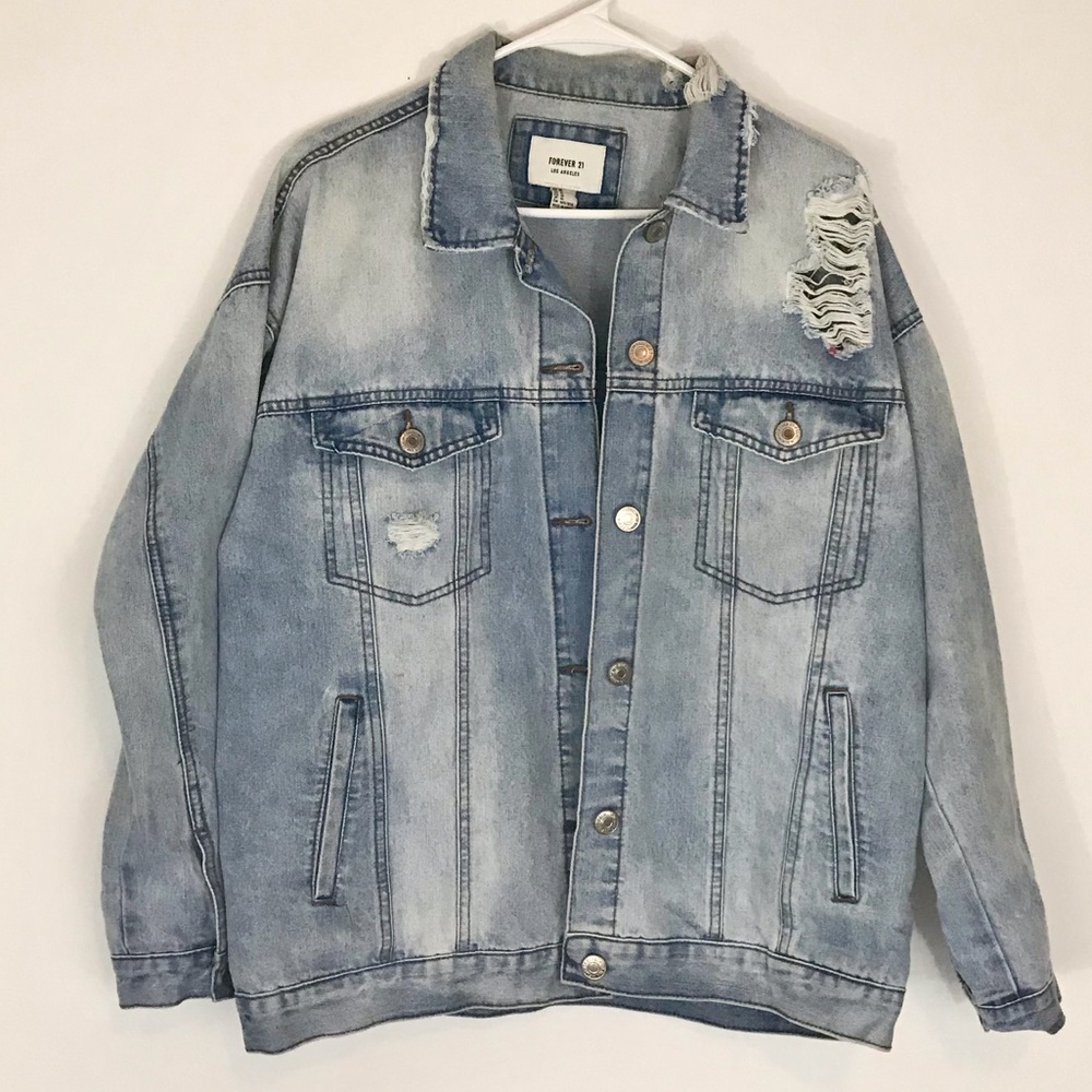 ‼️SOLD‼️ DISTRESSED DENIM JACKET, FOREVER 21
